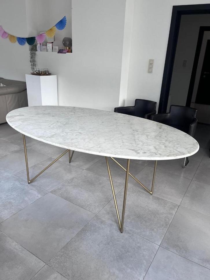 Marmeren eettafel, modern design, Huis en Inrichting, Tafels | Eettafels, Zo goed als nieuw, 100 tot 150 cm, 200 cm of meer, Vijf personen of meer