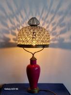Antieke boudoirlamp tafellamp met kristallen, Ophalen of Verzenden
