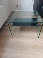 Strakke glazen hoektafel - bijzettafel, Huis en Inrichting, Ophalen, Minder dan 45 cm, Vierkant, 55 tot 75 cm