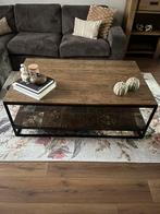 Teakhouten salontafel van meubelmaker, Huis en Inrichting, Tafels | Salontafels, Ophalen, 50 tot 100 cm, Zo goed als nieuw, Metaal