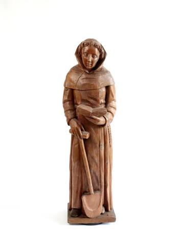 Grote sculptuur Sint Fiacre, Fiacrius, 19de eeuw beschikbaar voor biedingen