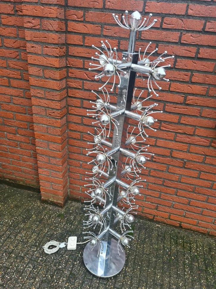 FIFTIES SIXTIES CHROMEN VLOERLAMP MET 25  LICHTPUNTEN, Huis en Inrichting, Lampen | Vloerlampen, Zo goed als nieuw, 100 tot 150 cm