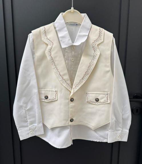 Bruidsjongen witte overhemd met gilet vestje mt 104, Kinderen en Baby's, Kinderkleding | Maat 104, Nieuw, Jongen, Overhemd of Blouse