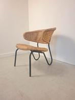 Midcentury Dutch design vintage rotan stoel van Sliedrecht, Huis en Inrichting, Stoelen, Ophalen of Verzenden, Zwart, Eén