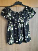 Zwarte met bloemenprint off shoulder blouse/shirt maat 36, Kleding | Dames, Blouses en Tunieken, Zeeman, Zwart, Ophalen of Verzenden