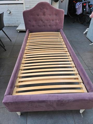 Meisjesbed Paars velours 90x200 cm beschikbaar voor biedingen