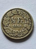 Halve franc Zwitserland zilver 1898, Postzegels en Munten, Munten | Europa | Niet-Euromunten, Zilver, Ophalen of Verzenden, Overige landen