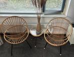 Mooi setje Rohe rotan stoelen en bijzettafeltje., Huis en Inrichting, Stoelen, Ophalen, Gebruikt, Twee, Overige kleuren