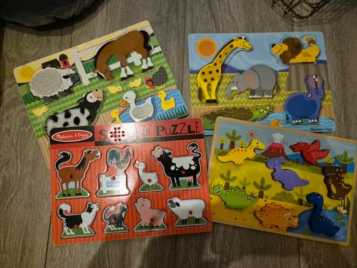 Melissa & Doug Puzzels - Voel & Geluid, Kinderen en Baby's, Speelgoed | Kinderpuzzels, Gebruikt, 2 tot 4 jaar, Minder dan 10 stukjes