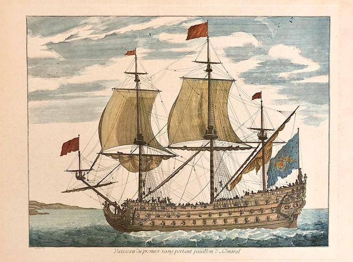 4 prenten uit de zeeatlas van Pierre Mortier, Verzamelen, Scheepvaart, Gebruikt, Kaart, Foto of Prent, Zeilboot, Ophalen of Verzenden