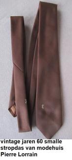 oude vintage stropdas, jaren 60 Pierre Lorrain near mint TIE, Ophalen of Verzenden, Gedragen, Bruin, Met patroon