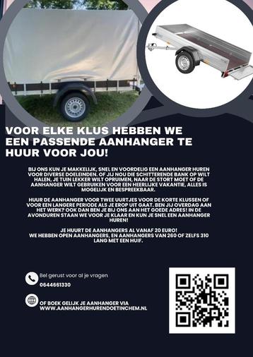 Goedkoop (zakelijk)een aanhanger huif of kipfunctie huren beschikbaar voor biedingen