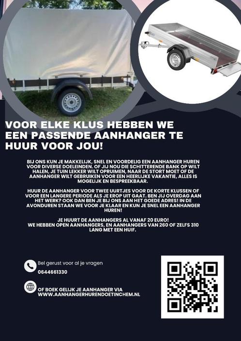 Goedkoop een aanhanger met huif of kipfunctie huren, Diensten en Vakmensen, Verhuur | Auto en Motor, Aanhangwagen