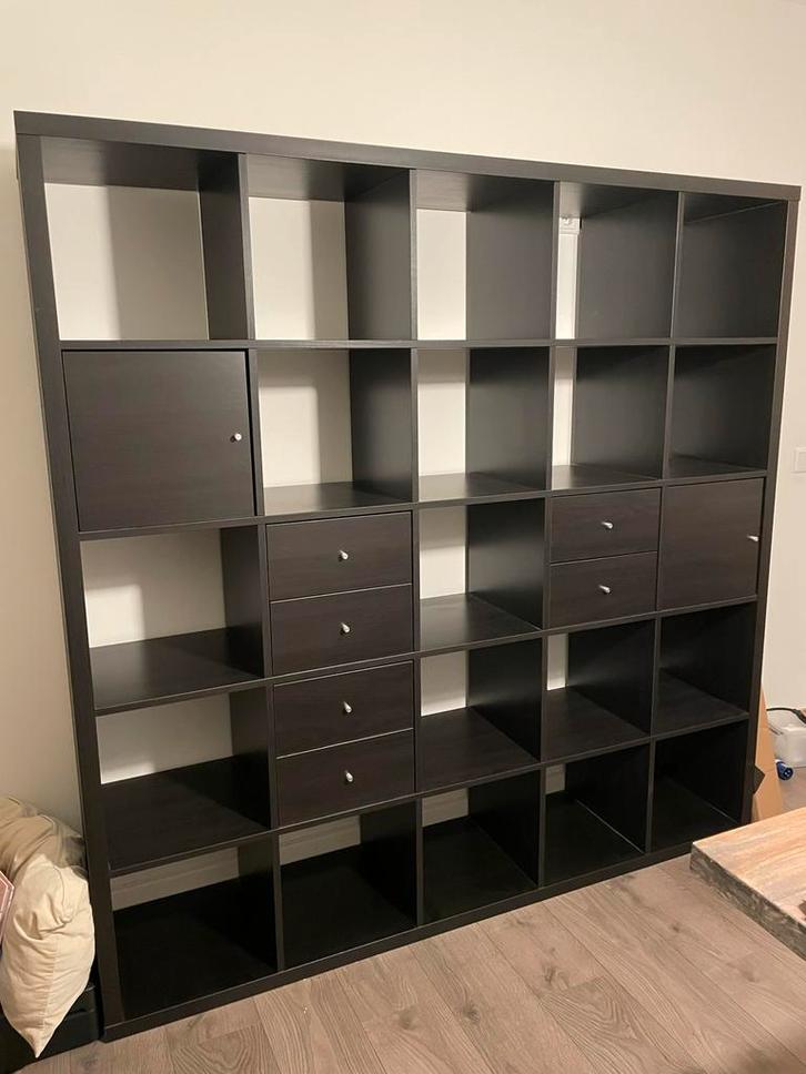 Ikea Kallax Kast 5x5 met lades en deurtjes, Huis en Inrichting, Kasten | Boekenkasten, Gebruikt, 200 cm of meer, 25 tot 50 cm