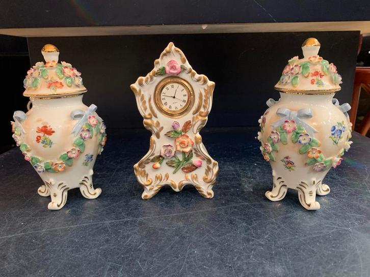 Dresden Porselein Set - 3 Delig - 14 cm, Antiek en Kunst, Antiek | Keramiek en Aardewerk, Ophalen of Verzenden