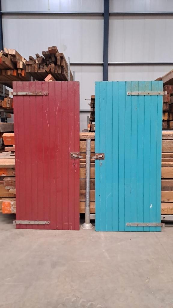 Massieve hardhouten schuurdeuren 200 cm x 88/89 of schutting, Tuin en Terras, Schuttingen, Gebruikt, Hout, 1 tot 2 meter, Minder dan 3 meter