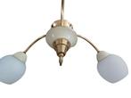 Vintage hanglamp, 3 glazen kelken, Ophalen, Gebruikt, 50 tot 75 cm, Glas