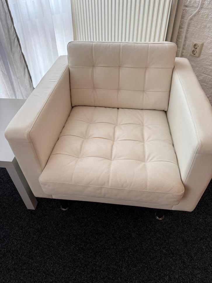 Design lederen bank en stoel, Huis en Inrichting, Banken | Sofa's en Chaises Longues, Zo goed als nieuw, Tweepersoons, 75 tot 100 cm