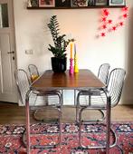 Vintage set tafel + draadstoelen. Gastone Rinaldi stijl., Huis en Inrichting, Gebruikt, Ophalen