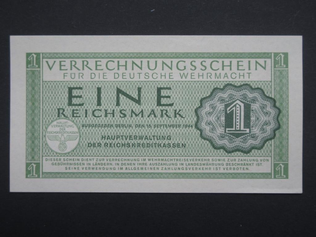 1 Reichsmark 1944 Duitsland Wehrmacht Legergeld WW2 UNC (02), Verzamelen, Militaria | Tweede Wereldoorlog, Verzenden, Landmacht