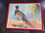 fazant impressionisme kleurrijk vogel jacht rood jachthut, Antiek en Kunst, Ophalen of Verzenden