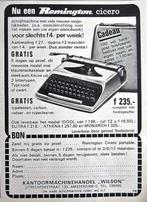 4 vintage advertenties Remington Rand 50-65 typemachine, Verzenden, Gebruikt, Reclamebord