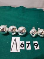 Kerstballen retro glas zilver met wit bespoten , [a679], Ophalen of Verzenden