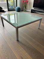 Glazen salontafel van melkglas, Huis en Inrichting, Ophalen, Gebruikt, 50 tot 100 cm, Vierkant