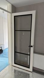 Complete opdekdeur hout met glas en beslag 93x232, Doe-het-zelf en Verbouw, Binnendeur, Ophalen of Verzenden, Zo goed als nieuw