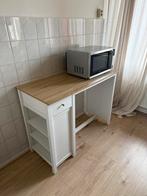 Witte keuken/bistrotafel met lade en planken, Huis en Inrichting, Tafels | Eettafels, Ophalen of Verzenden, Zo goed als nieuw