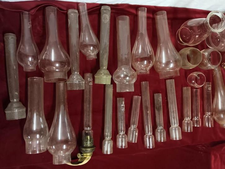 Partij vintage olielamp glazen lampenglas lamp glas, Antiek en Kunst, Antiek | Lampen, Ophalen of Verzenden