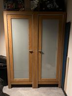 2 hoge eikenhouten kasten, Ophalen, Met deur(en), Eikenhout, 50 tot 100 cm