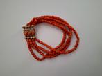 Bloedkoraal armband 14  karaat  gouden slotje bloedkoralen, Ophalen, Gebruikt, Goud, Goud