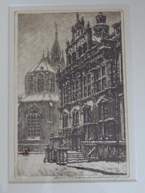 Cornelis Brandenburg - Den Haag - Stadhuis, Antiek en Kunst, Kunst | Etsen en Gravures, Ophalen of Verzenden