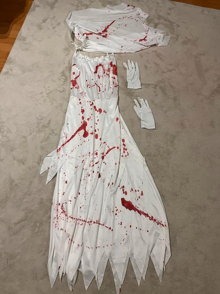 Bloederige Bruid Halloween Kostuum, Kleding | Dames, Carnavalskleding en Feestkleding, Gedragen, Kleding, Halloween, Maat 38/40 (M)