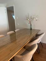 Goossens Eettafel – 240x100 cm – Massief hout met glasplaat, Huis en Inrichting, Tafels | Eettafels, Ophalen, 200 cm of meer, Zo goed als nieuw