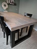 Eettafel met stalen gepoedercoate tafelpoten, Huis en Inrichting, Tafels | Eettafels, Ophalen, Gebruikt, 200 cm of meer, 50 tot 100 cm