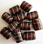 Bruin met goudkleur buis glas kralen 12x10 mm, Hobby en Vrije tijd, Kralen en Sieraden maken, Verzenden, Nieuw, Kraal