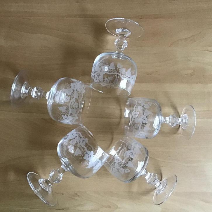 Vintage roemer wijnglazen wit 5x, Huis en Inrichting, Keuken | Servies, Gebruikt, Glas of Glazen, Overige stijlen, Glas, Ophalen of Verzenden