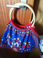 dames tas van bewerkte stof nieuw 2 houten handvatten, Ophalen of Verzenden, Nieuw, Blauw, Overige typen