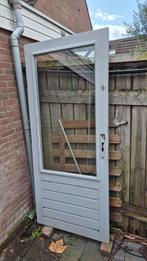 deur 201,5x87,5 cm hardhout dubbel glas, Ophalen, Gebruikt, 80 tot 100 cm, Buitendeur