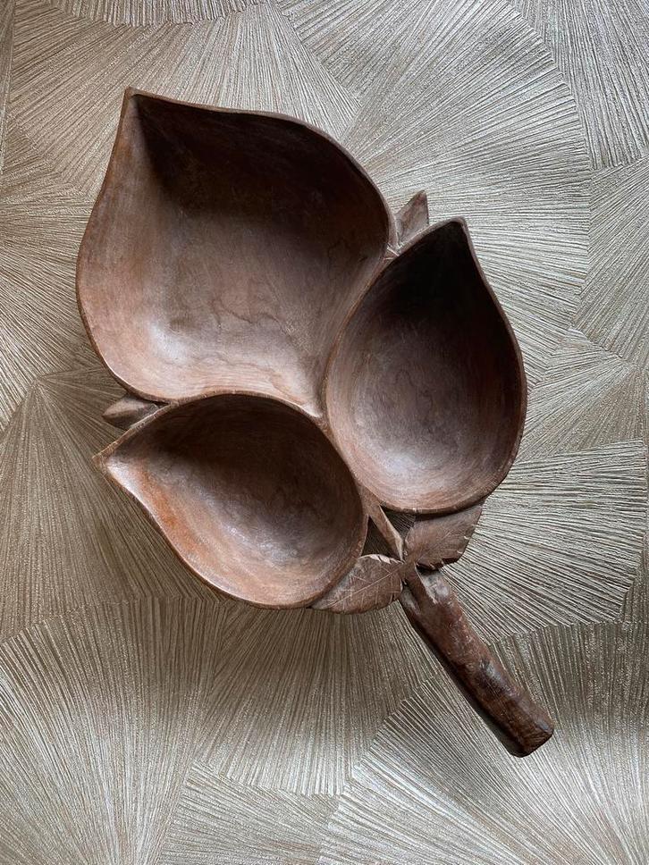Vintage houten serveerschaal blad, Antiek en Kunst, Antiek | Schalen, Ophalen of Verzenden