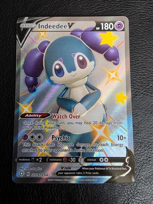 Indeedee V SV114 sword shield shining fates shiny, Hobby en Vrije tijd, Verzamelkaartspellen | Pokémon, Nieuw, Losse kaart, Ophalen of Verzenden