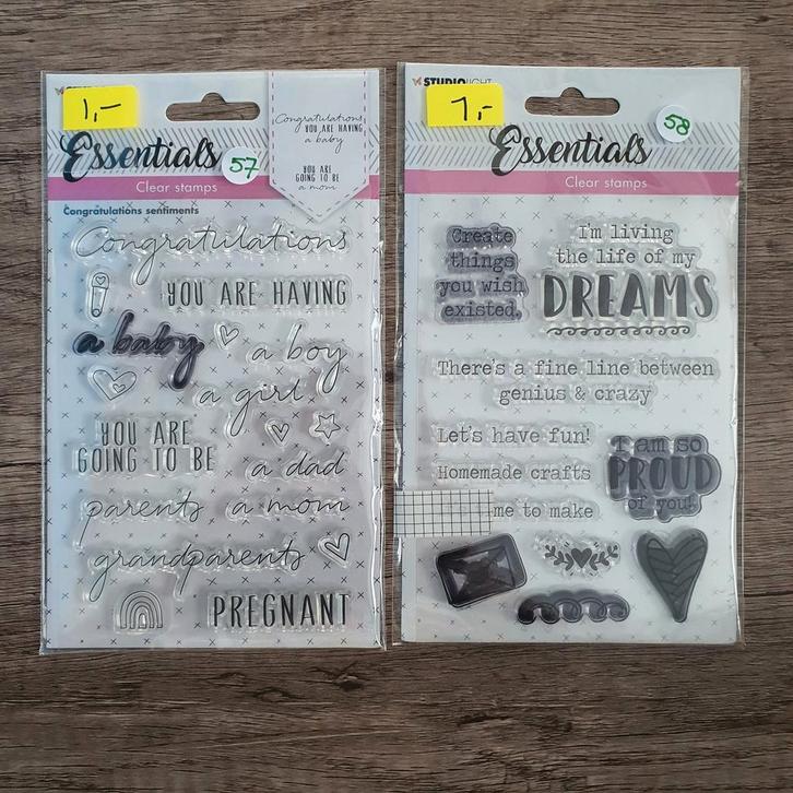 Essentials Clear Stamps - Diverse Sets, Hobby en Vrije tijd, Stempelen, Zo goed als nieuw, Clearstamp, Ophalen of Verzenden