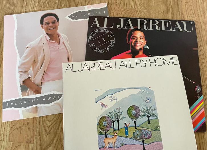 Partij Al Jarreau 3 lp’s All fly home, Breakin’ Away,  Live, Cd's en Dvd's, Vinyl | Pop, Zo goed als nieuw, 1960 tot 1980, 12 inch