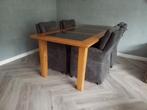 Eettafel met 4 stoelen, Huis en Inrichting, Tafels | Eettafels, Ophalen, Gebruikt, Eikenhout, 50 tot 100 cm