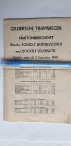 GELDERSE TRAMWEGEN FAHRPLAN GÜLLTIG AB 2 SEPT.1940 BOCHOLT-L, Ophalen of Verzenden, Gebruikt, Tram, Overige typen