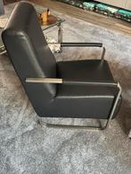 Nette Zwart lederen stoel., Huis en Inrichting, Fauteuils, Ophalen, Gebruikt, Modern, 50 tot 75 cm