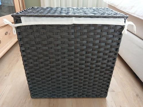VidaXL Wasmand met 2 vakken  poly rattan zwart, Huis en Inrichting, Badkamer | Badtextiel en Accessoires, Zo goed als nieuw, Overige typen