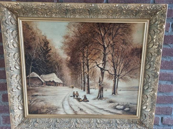 Schilderij Winterlandschap, Antiek en Kunst, Kunst | Schilderijen | Klassiek, Ophalen of Verzenden